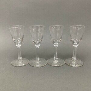 Shot Glass Clear Stemmed Stem 4 1/4" high Lot of 4